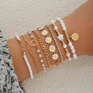 Daisy Flower Bracelet Set For Women